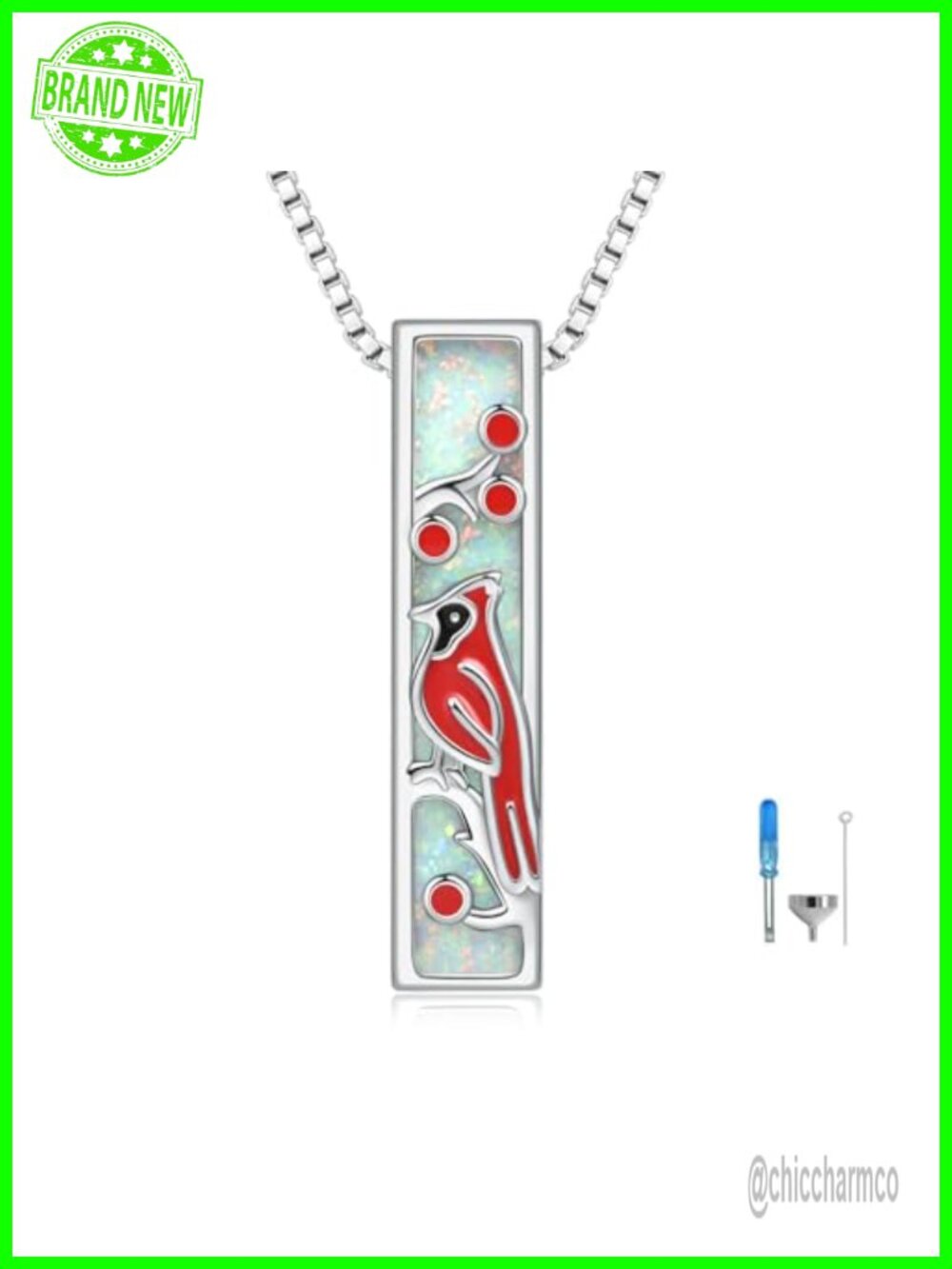925 Sterling Silver White Gold Plated Urn Pendant Necklace